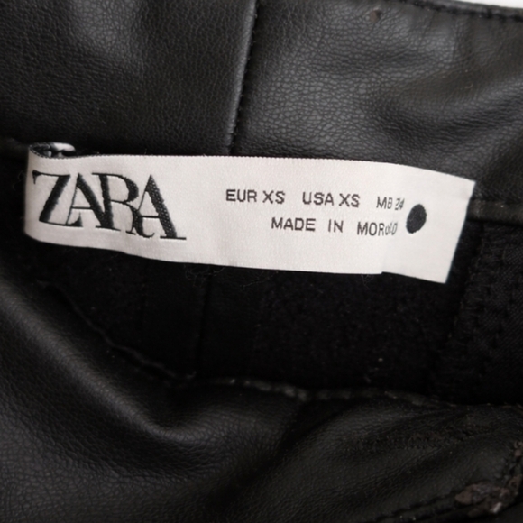 Zara High-Waisted Faux Leather Pants Black Pleated XS - Picture 6 of 11